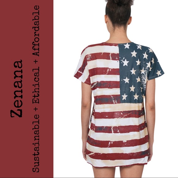 Zenana American Flag Print Short Sleeve Top - Picture 2 of 14